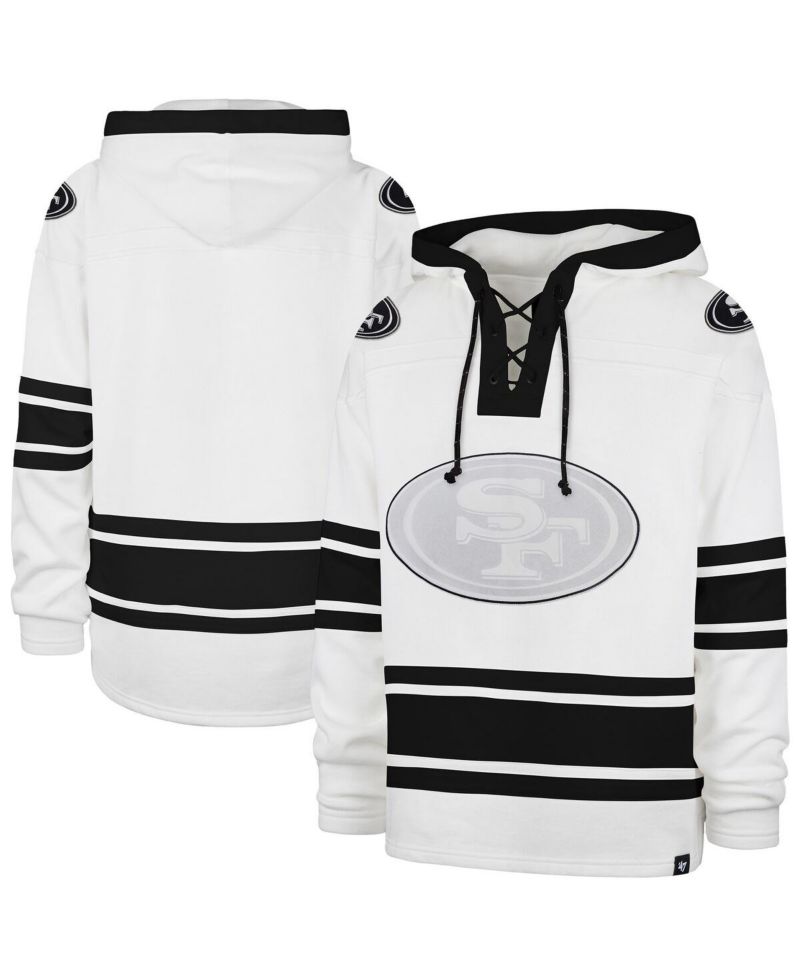 Men's White San Francisco 49ers After Image Superior Lacer with Hood Sweatshirt