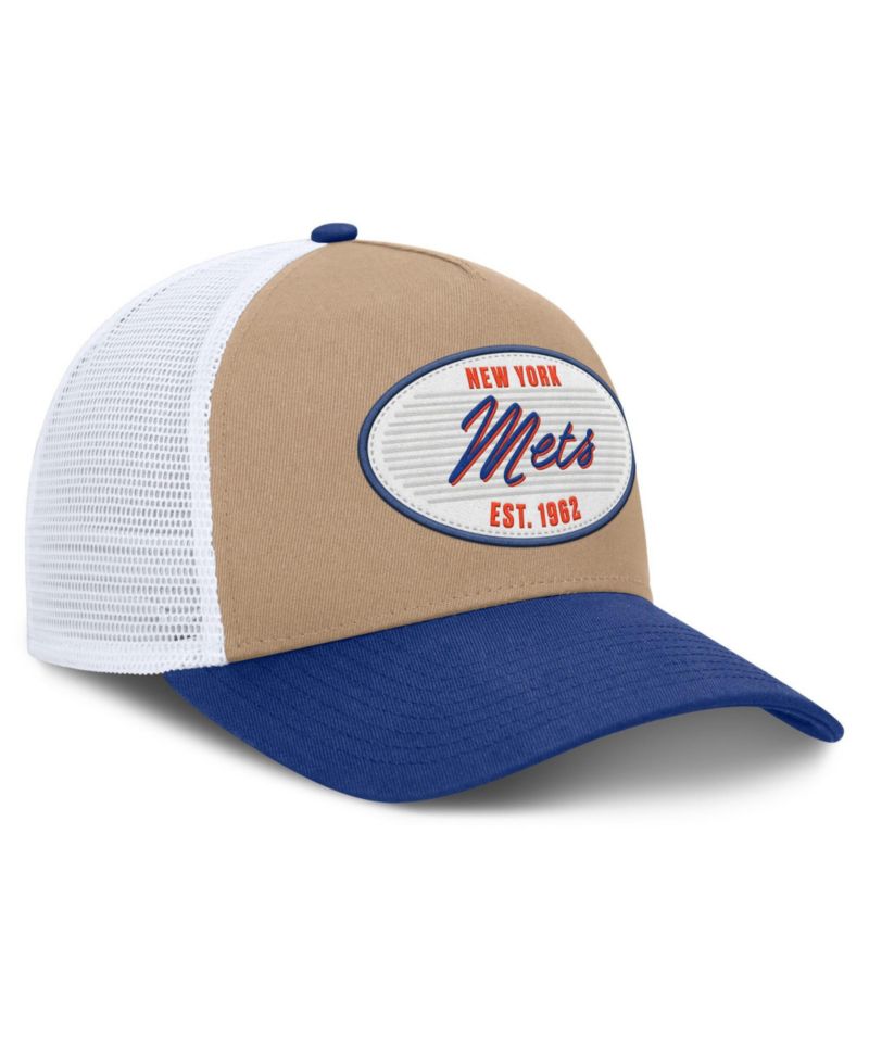 Men's Khaki/Royal New York Mets Rise A-Frame Trucker Adjustable Hat