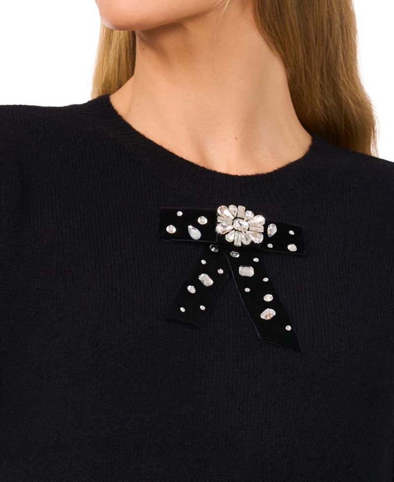 Women's Ribbon-Trim Short-Sleeve Sweater