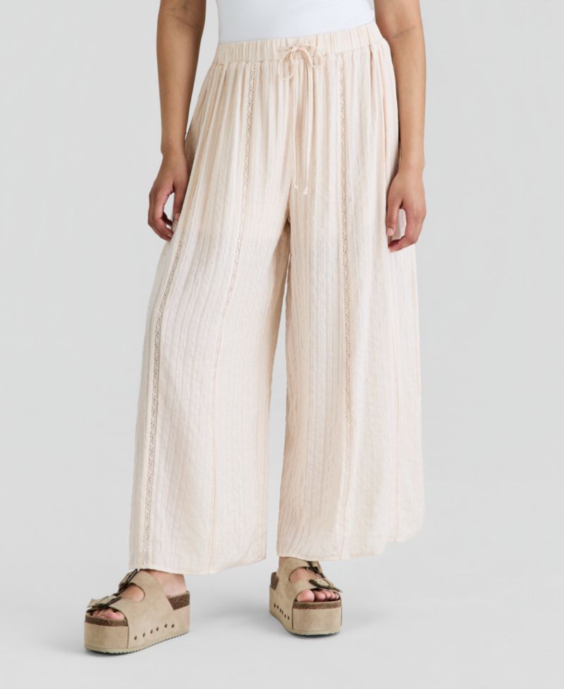 Women's Satin Pull-On Wide-Leg Pants