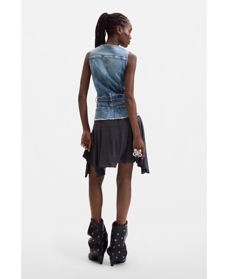 Women's Sleeveless Asymmetrical Denim Dress
