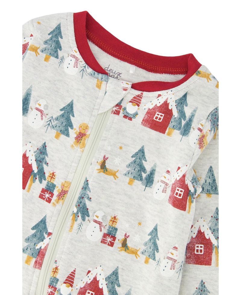 Baby 3M-24M Unisex Cotton One Piece Christmas Pajama Christmas Print