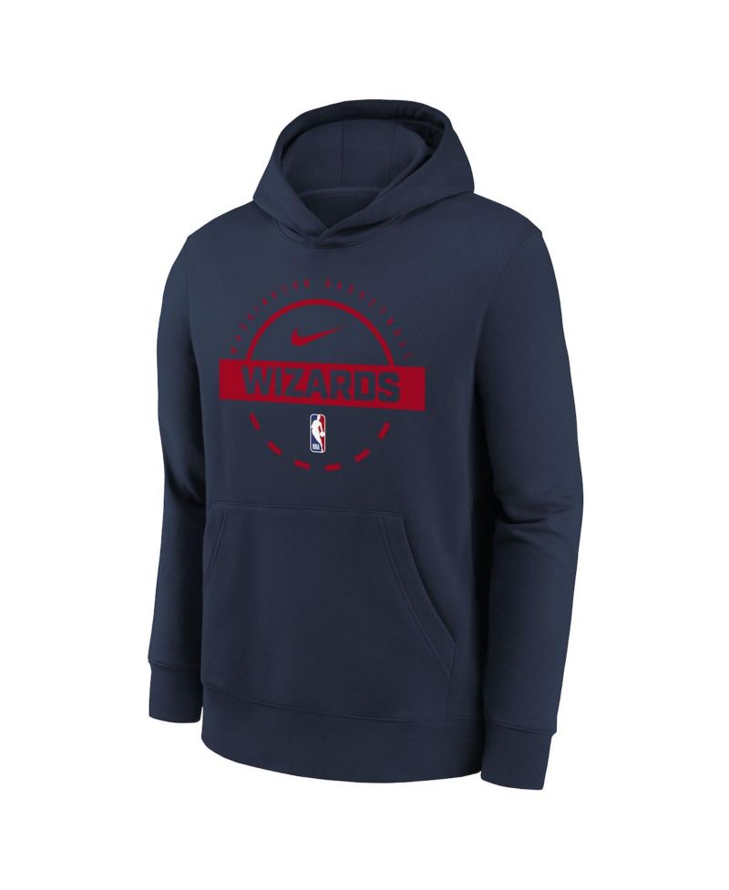 Big Boys and Girls Navy Washington Wizards 2025/26 Club Fleece Practice Hoodie