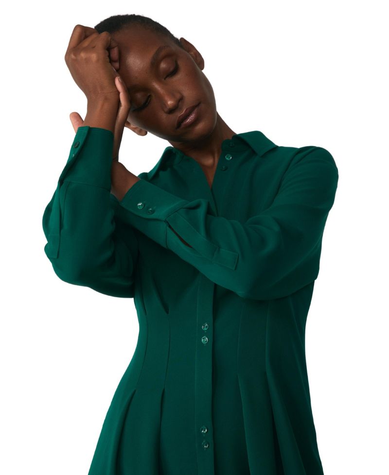 Women's Amara Long-Sleeve A-Line Midi Shirt Dress