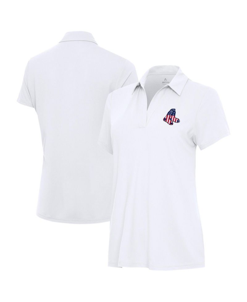 Women's White Boston Red Sox Era Stars and Stripes Team Logo Polo Shirt