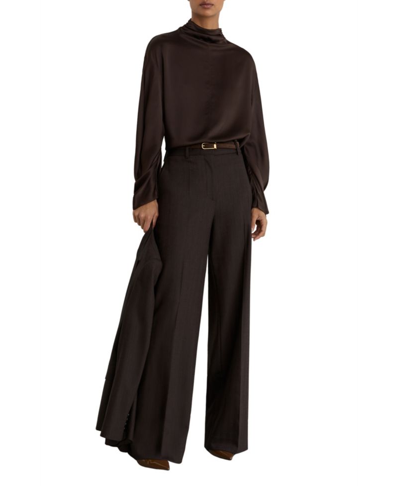 Women's Meena Long-Sleeve High-Neck Silk Blouse
