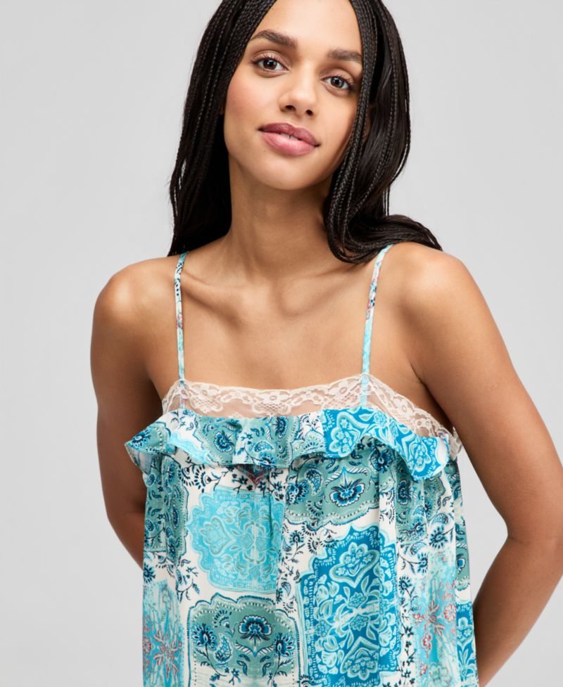Petite Square Neck Floral Mini Dress