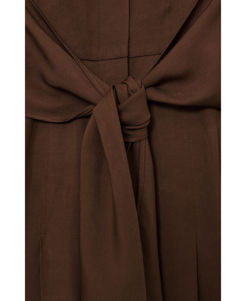 Women's Tessera Short-Sleeve Belted Linen with Midi Dress