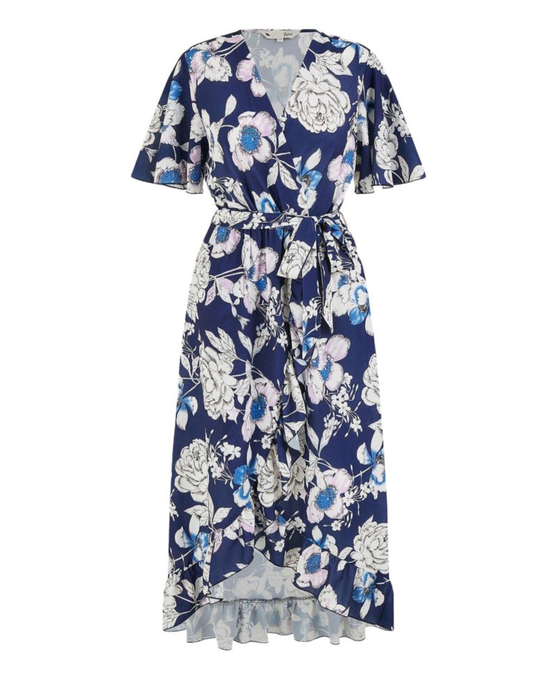 Women's Floral Midi Wrap Dress