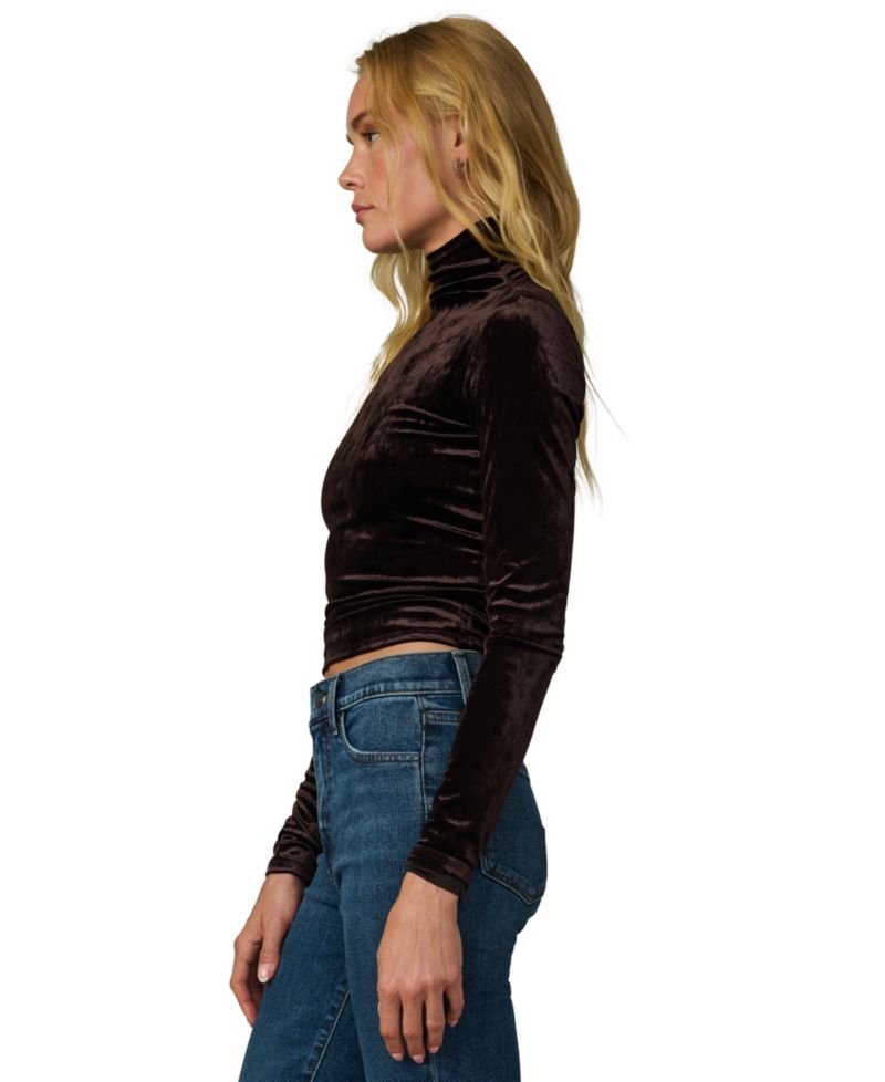 Women's Tony Long Crush Velvet Turtleneck Long-Sleeve T-Shirt