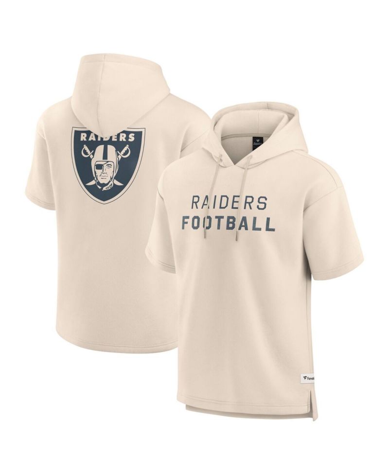 Men's Cream Las Vegas Raiders Elements Future Ground Lettering Short Sleeve Pullover Hoodie