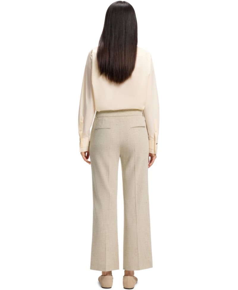 BOSS by Women's Talia-Crop Slub-Weave Cropped Flared-Fit Pants