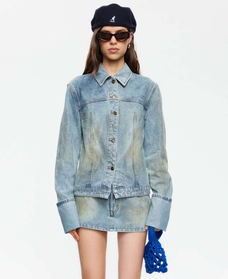Women's The Bronx Spread Collar Button-Front Cotton Denim Jacket