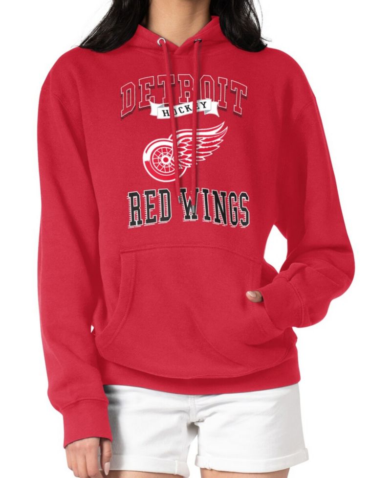 Women's Red Detroit Red Wings Team Logo Tri-Blend Fleece Pullover Hoodie