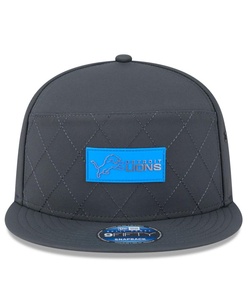 Men's Charcoal Detroit Lions 2025 Sideline Cold Weather Split Panel 9FIFTY Snapback Hat