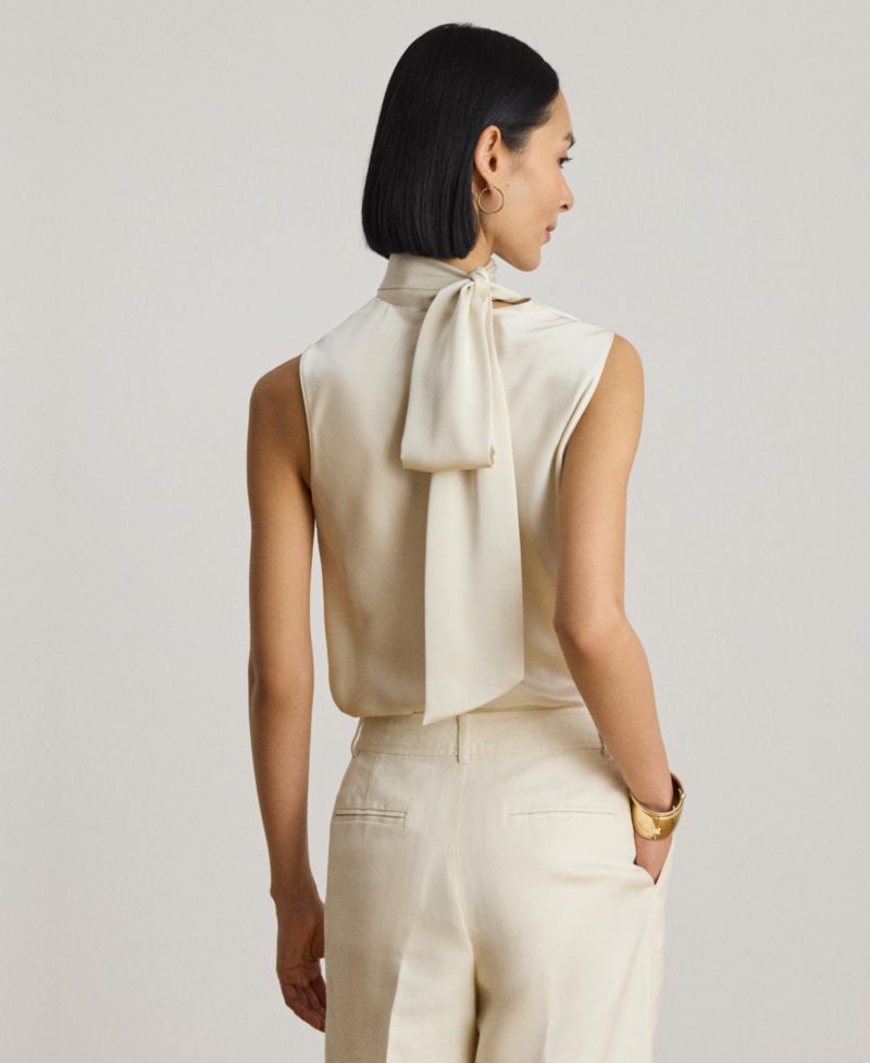 Women's Tie-Neck Sleeveless Blouse