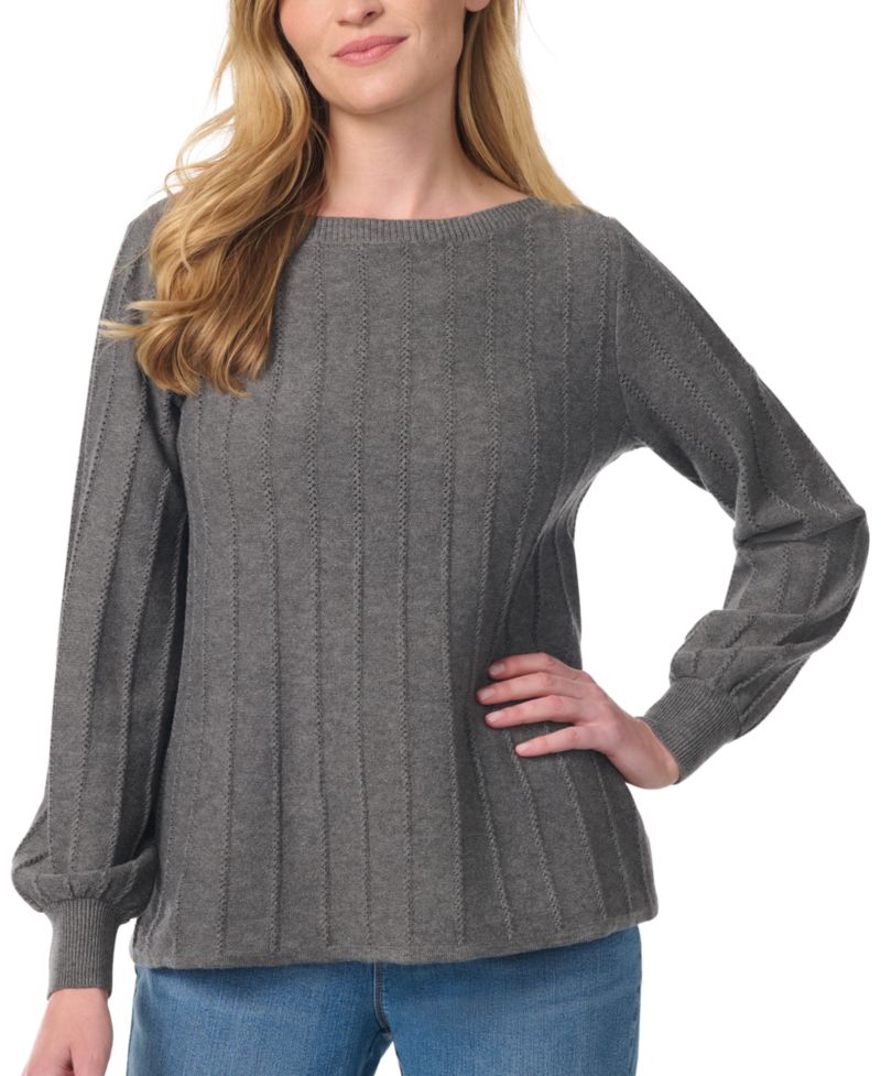 Women's Thelma Ribbed-Knit Boat Neck Loose-Fit Sweater
