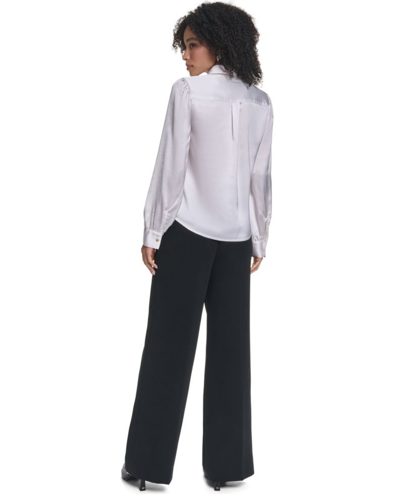 Women's Crystal Placket Long-Sleeve Blouse