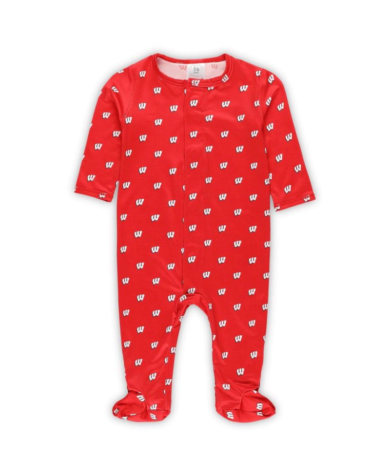 Baby Boys and Girls Red Wisconsin Badgers Magnetic Closure Sleeper