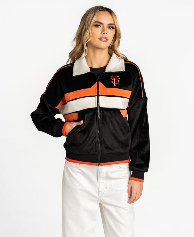 Women's Black San Francisco Giants Velvet Cord Full-Zip Jacket