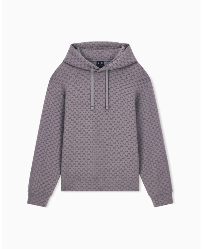 Men's Bonded Cotton Flocked All Over Logo Hoodie Sweatshirt