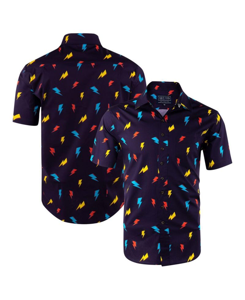 Men's Purple David Bowie Electric Bolt Button-Down Shirt