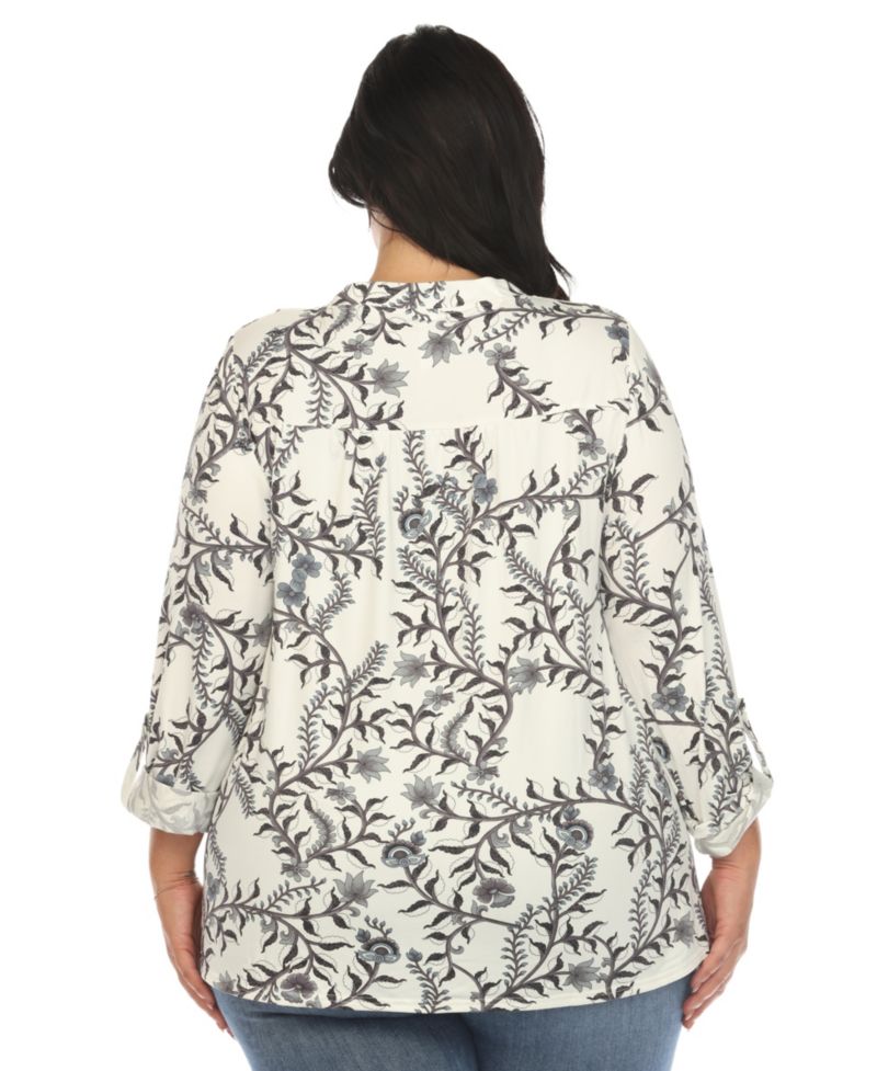 Plus Size Paisley Button Front Tunic Top