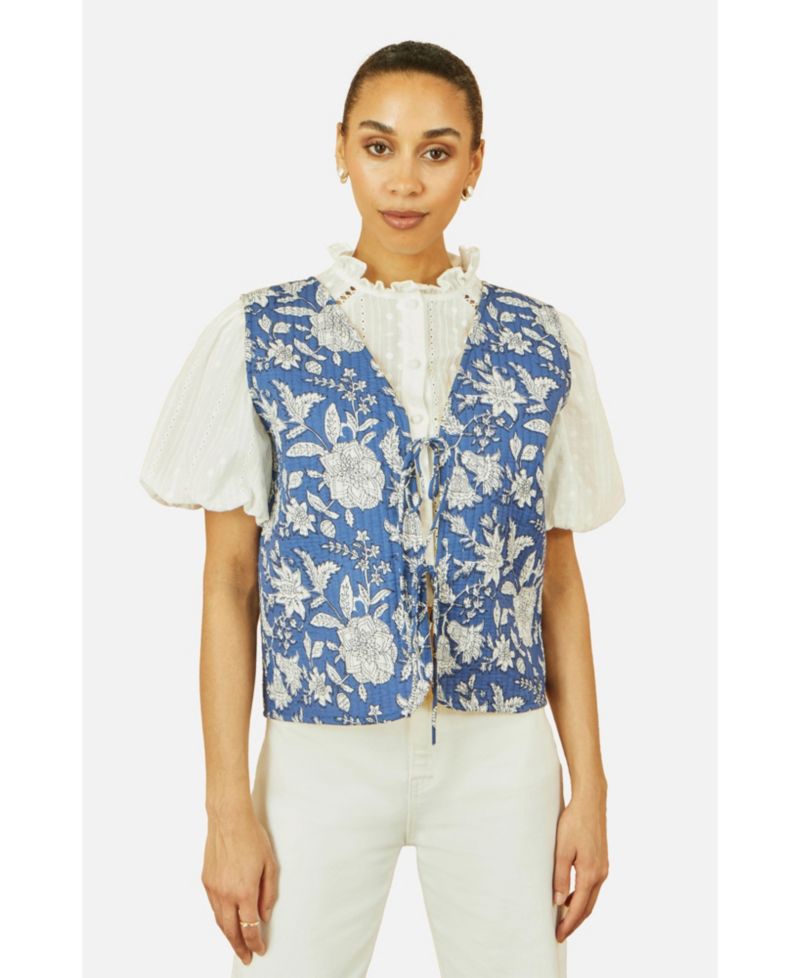 Women's Floral Reversible Quilted Vest Jacket