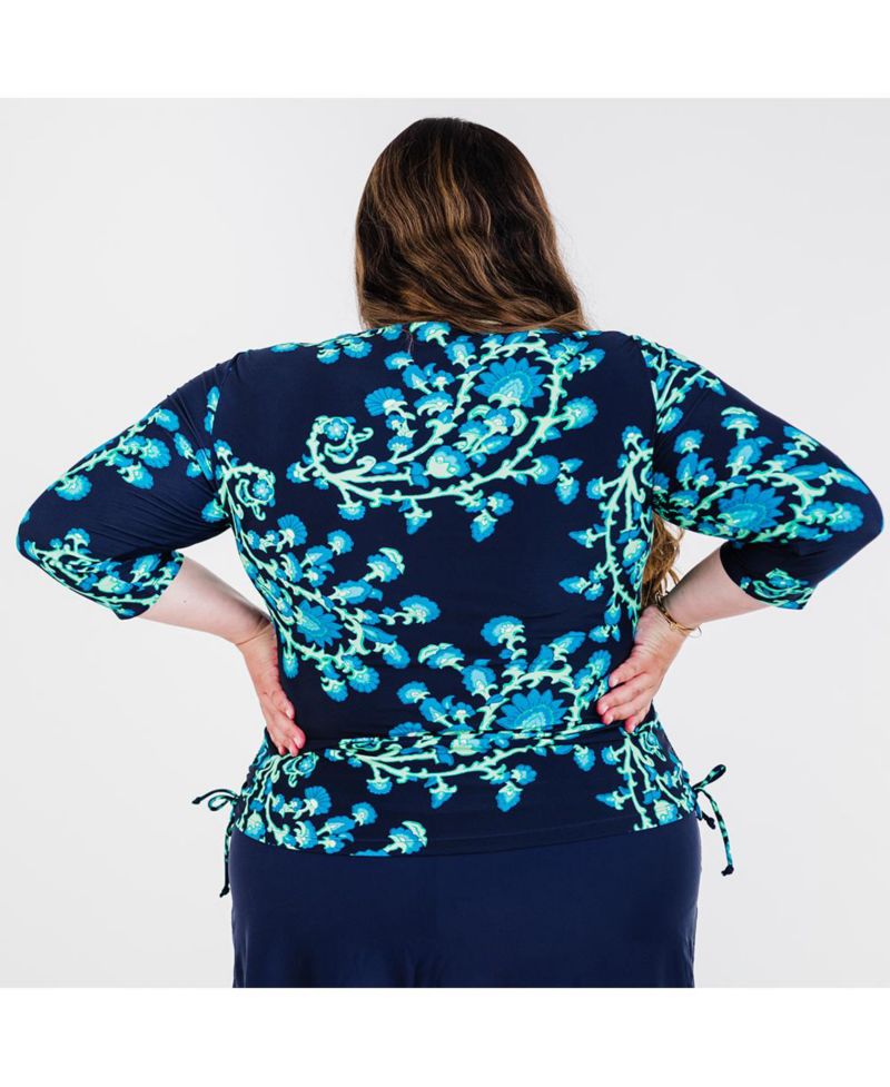 Plus Size 3/4 Sleeve Rash Guard UPF 50+ Margaux Swim Top