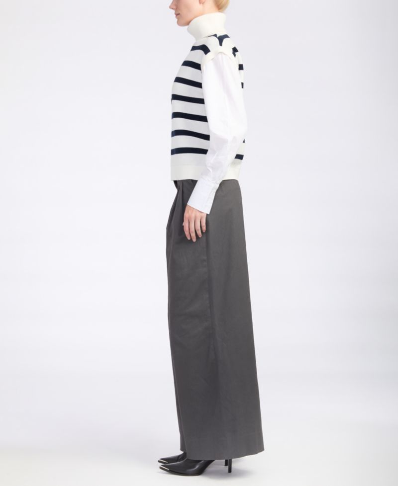 Women's Mixed-Media Turtleneck Striped Tunic