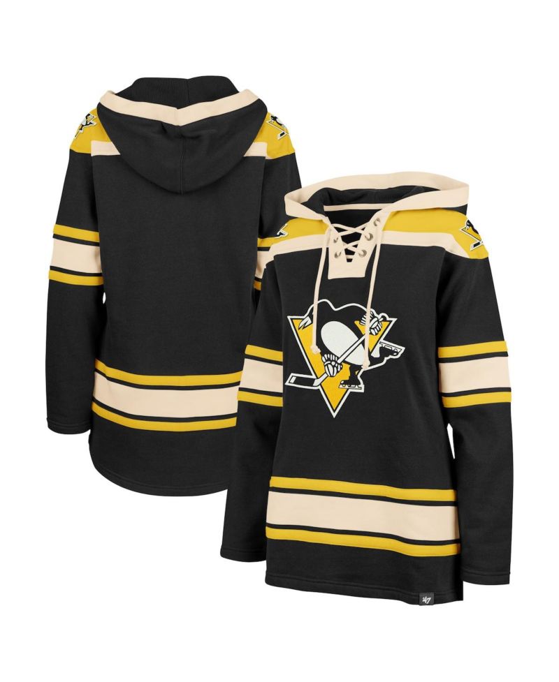 Women's Black Pittsburgh Penguins Superior Lacer Pullover Hoodie