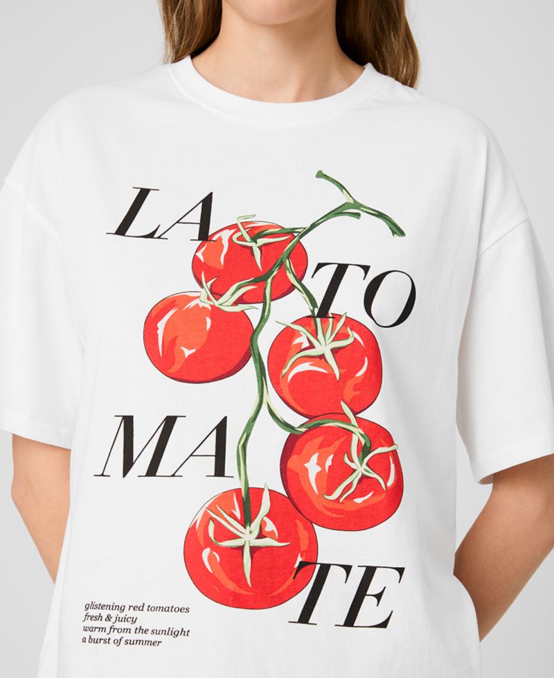 Women's La Tomate Printed Oversized Cotton T-Shirt