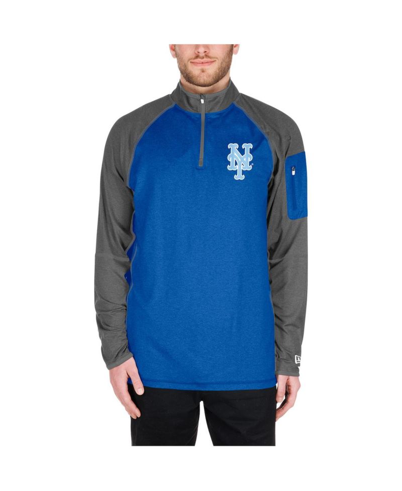 Men's Royal New York Mets Father's Day Raglan Quarter-Zip Top