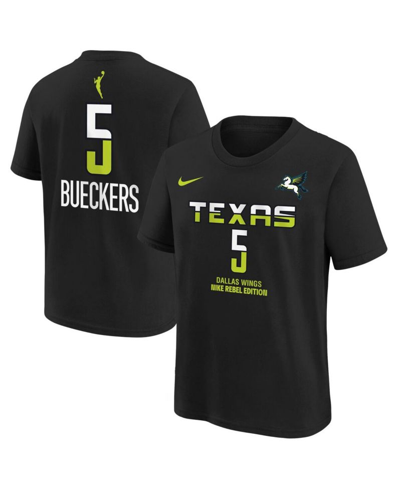 Big Boys and Girls Paige Bueckers Black Dallas Wings 2025 WNBA Draft Rebel Name & Number T-Shirt