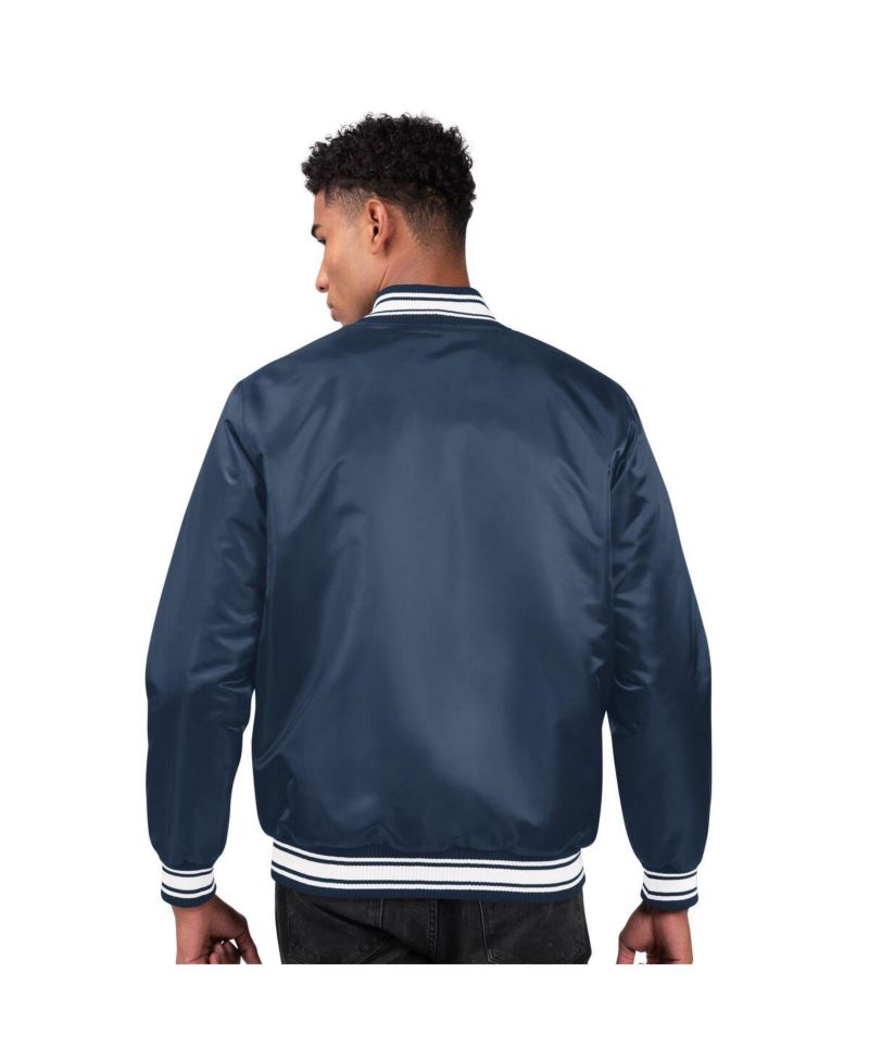 Men's Navy Michigan Wolverines Core Satin Varsity Full-Snap Jacket