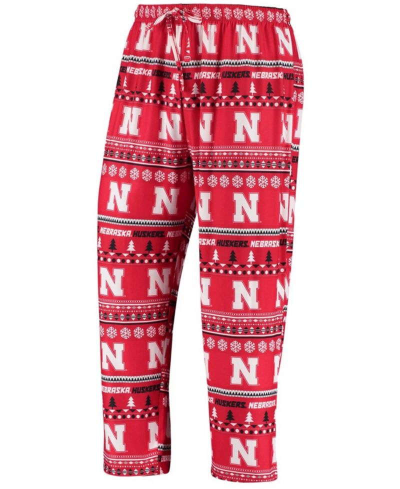 Men's Scarlet Nebraska Huskers Ugly Sweater Knit Long Sleeve Top and Pant Set