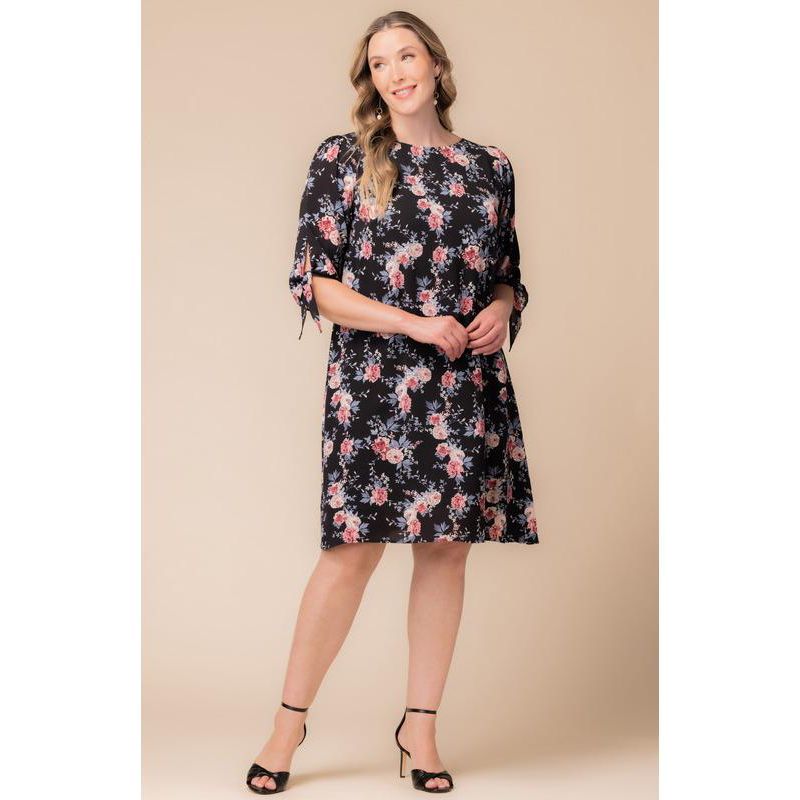 Plus Size Manhattan Shift Dress with Tie Sleeves