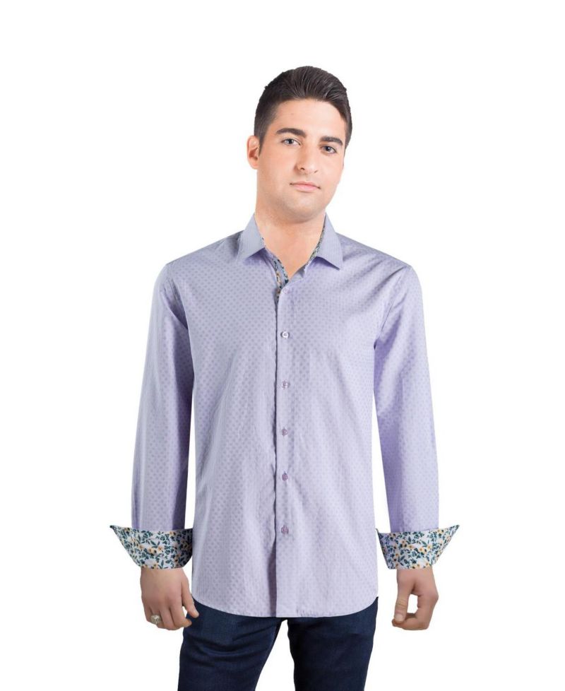 Men's Slim Fit Jacquard Dot Button-Down Shirt