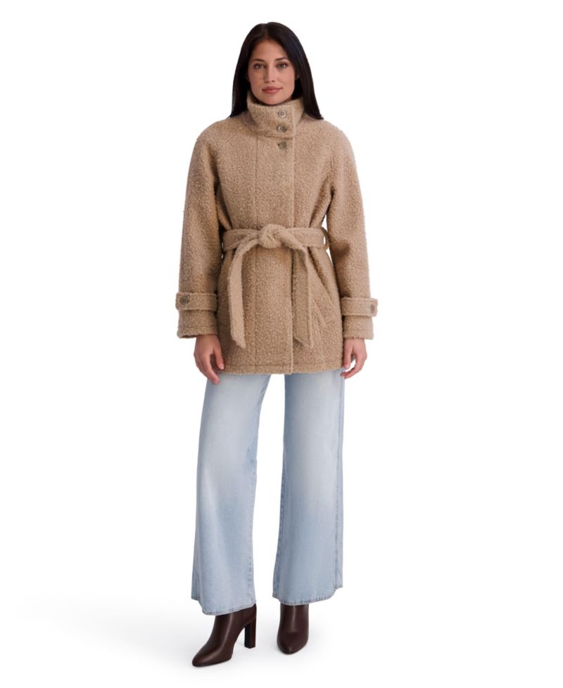 Women's Belted Faux-Boucle Jacket