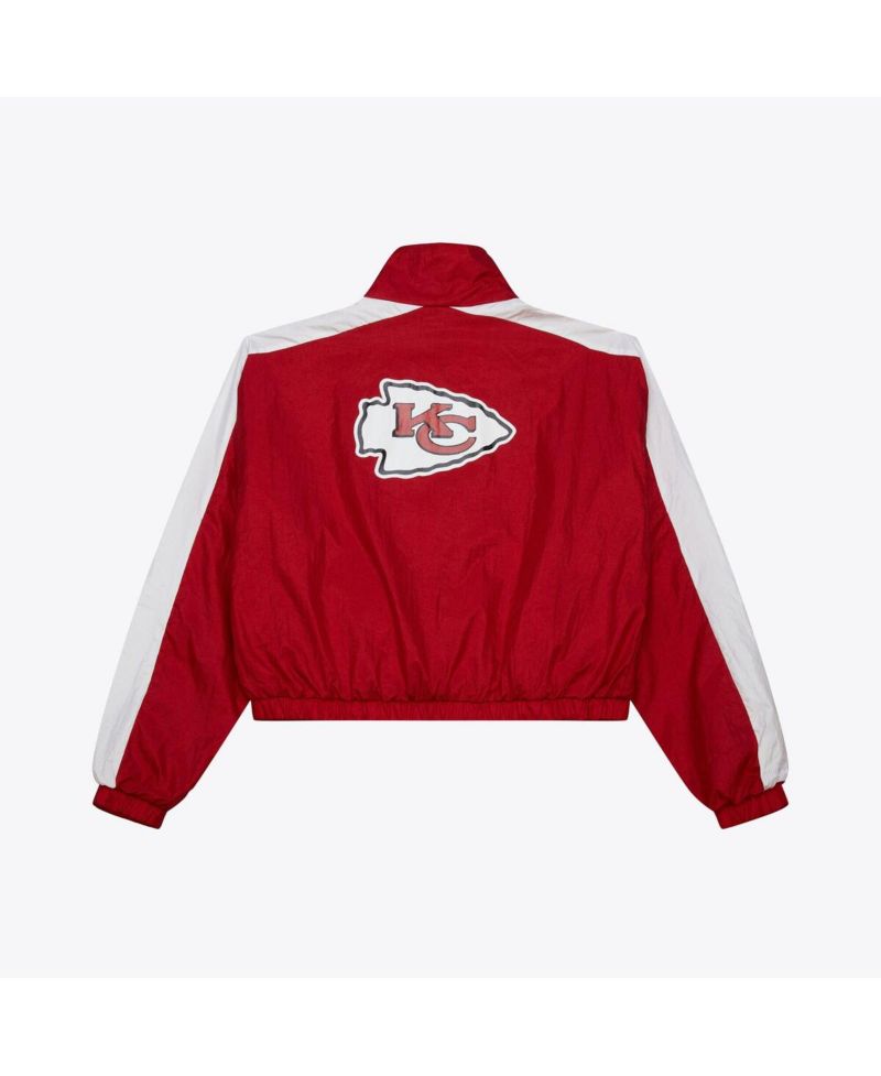 Women's Red Kansas City Chiefs Nylon Cropped Full-Zip Jacket
