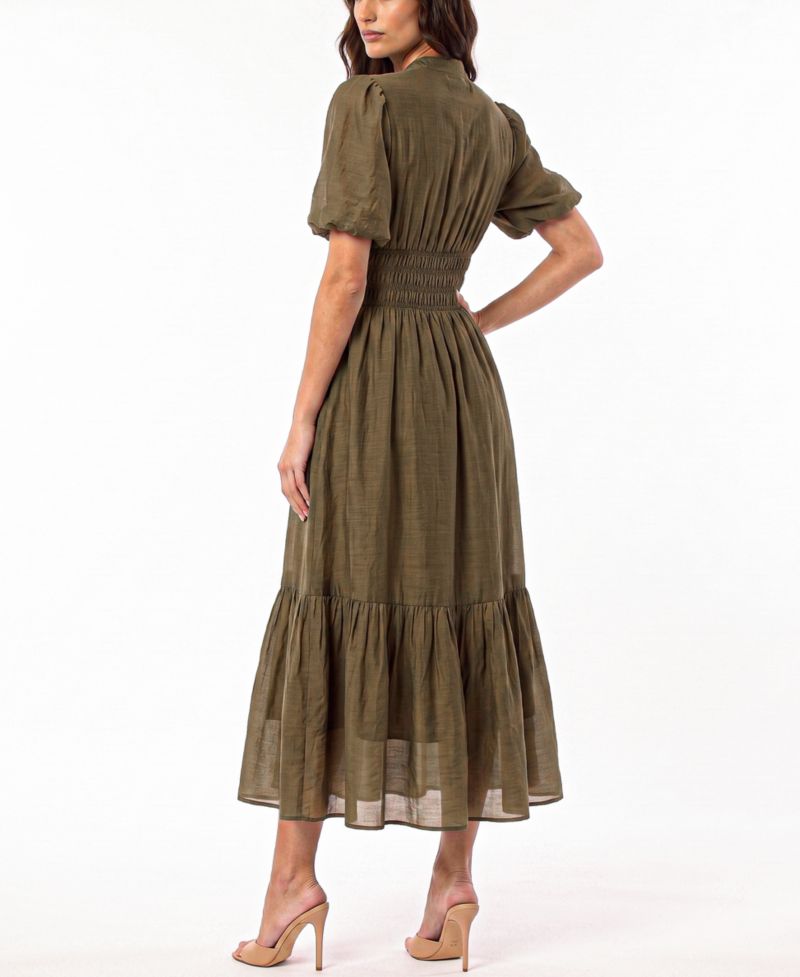 Women's Puff-Sleeve Shirt Dress
