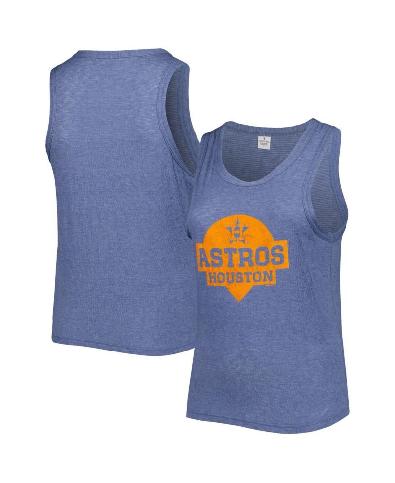Women's Navy Houston Astros Plus Size High Neck Tri-Blend Tank Top