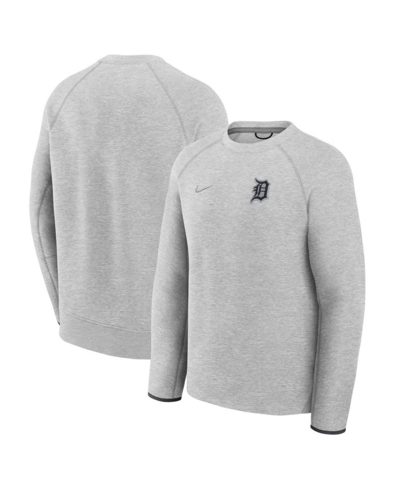 Men's Heather Charcoal Detroit Tigers Tech Fleece Raglan Sweatshirt