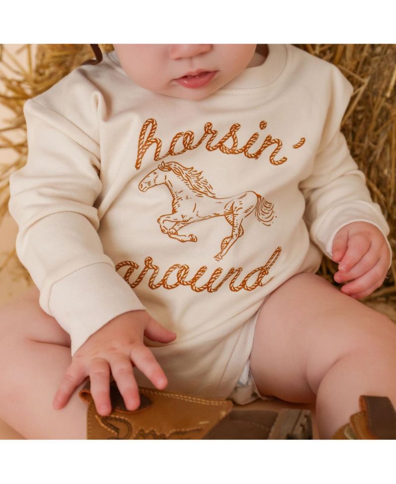 Baby Boys (0M-18M) Horsin Around Western Long Sleeve Romper