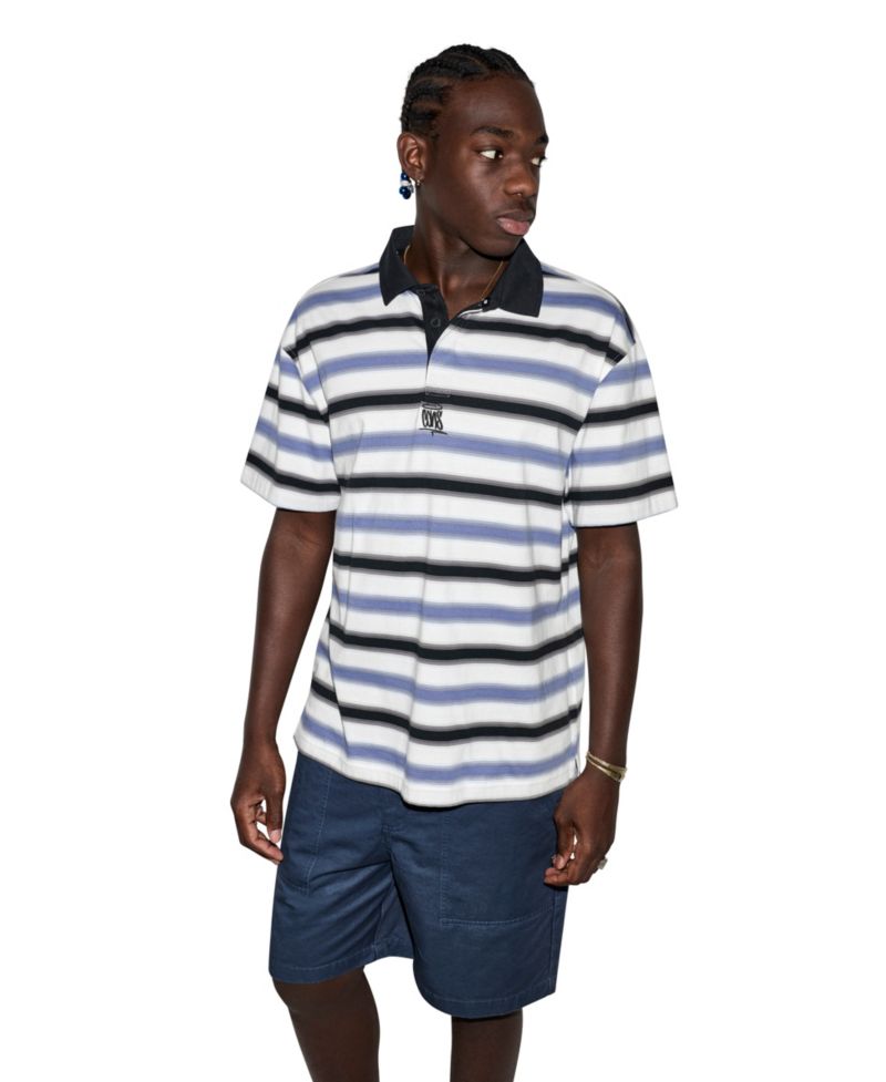 Men's Script Striped Short-Sleeve Polo Shirt