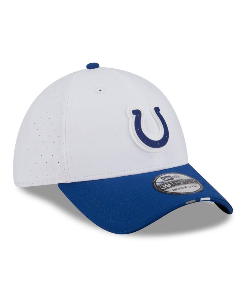 Men's White/Royal Indianapolis Colts 2025 NFL Training Camp 39THIRTY Flex Hat