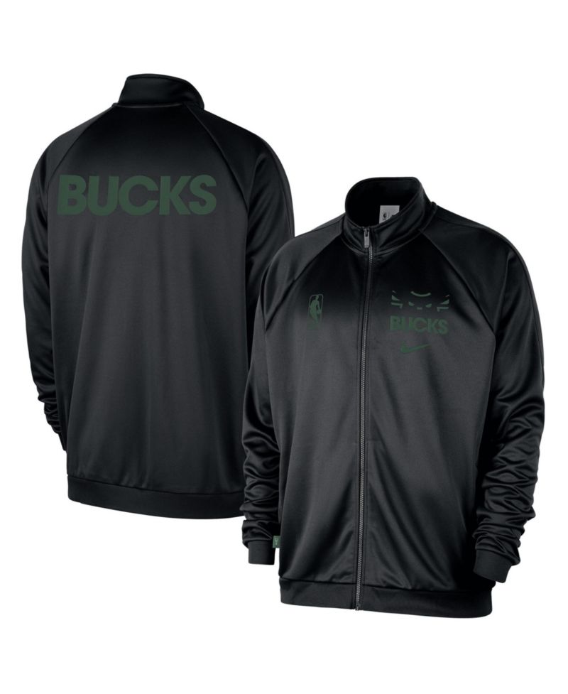 Men's Black Milwaukee Bucks Courtside Pique Club Full-Zip Track Jacket