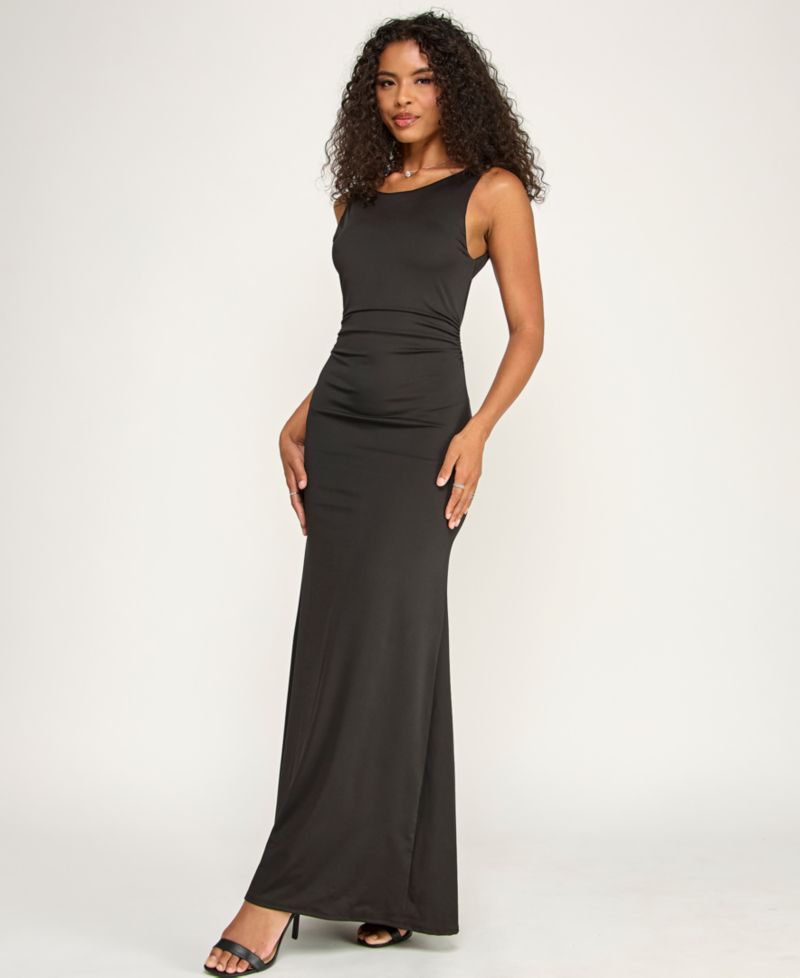 Women's Crewneck Pull-On Open Back Maxi Dress