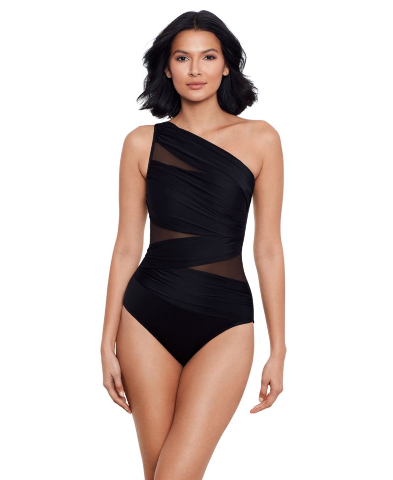 Women's Network Jena One-Shoulder Allover-Slimming One-Piece Swimsuit