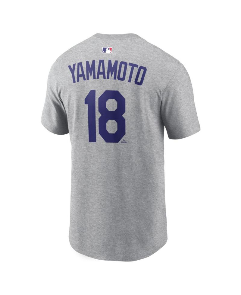 Men's Yoshinobu Yamamoto Heather Gray Los Angeles Dodgers Name & Number T-Shirt